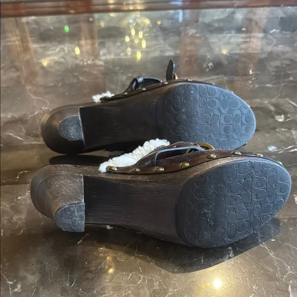 Coach Brown and White Cozy Mules - Picture 6 of 6